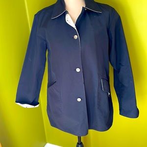 JONES NEW YORK WOMAN RAIN BLUE COLOR two sides RAIN TRENCH COAT SZ S
